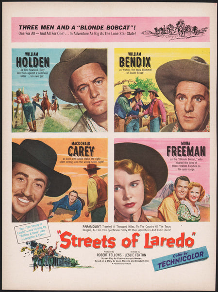 Vintage magazine ad STREETS OF LAREDO movie 1949 Holden Bendix Carey Freeman