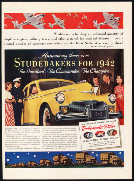 Vintage magazine ad STUDEBAKERS FOR 1942 President Commander and Champion models