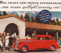 Vintage magazine ad STUDEBAKER AUTOMOBILE from 1937 with a red sedan pictured