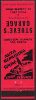 Vintage matchbook cover STUEVES GARAGE car being repaired St Joseph Minnesota
