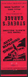 Vintage matchbook cover STUEVES GARAGE car being repaired St Joseph Minnesota