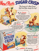 Vintage magazine ad NEW POSTS SUGAR CRISP cereal 1951 picturing bears and the box