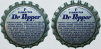 Soda pop bottle caps SUGAR FREE DR PEPPER Lot of 2 plastic lined new old stock