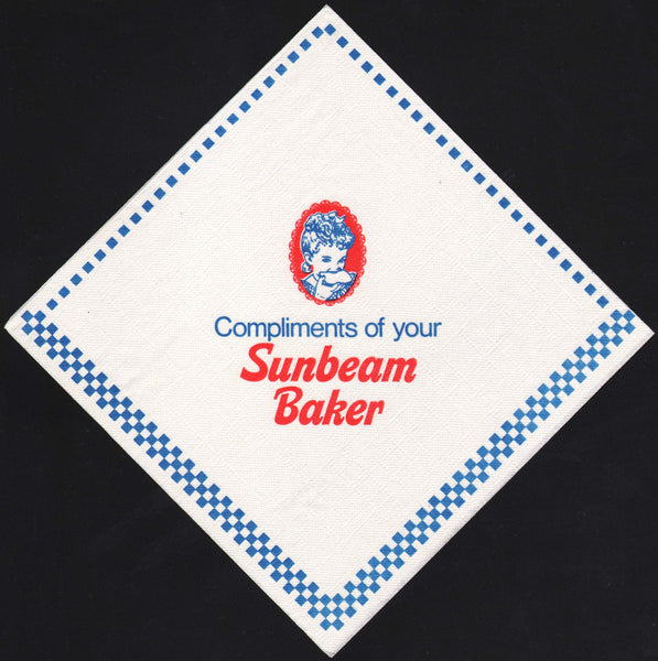 Vintage napkin SUNBEAM BAKER picturing the Sunbeam Bread girl new old stock n-mint