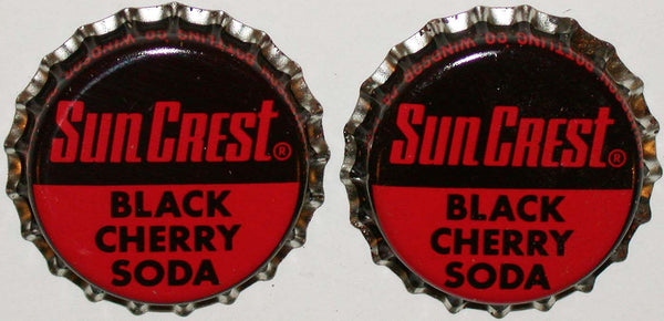 Soda pop bottle caps SUN CREST BLACK CHERRY Lot of 2 cork lined new old stock