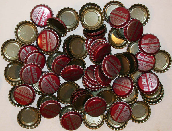 Soda pop bottle caps Lot of 100 SUN CREST CHERRY plastic lined new old stock