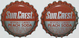 Soda pop bottle caps Lot of 25 SUN CREST PEACH plastic lined new old stock