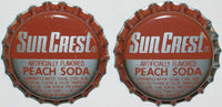Soda pop bottle caps SUN CREST PEACH Lot of 2 plastic lined unused new old stock