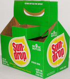 Vintage soda pop bottle carton SUN DROP rain drop logo new old stock n-mint