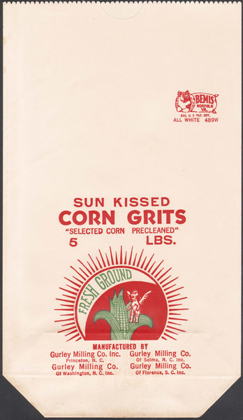 Vintage bag SUN KISSED Corn Grits Gurley Milling Princeton Selma NC Florence SC