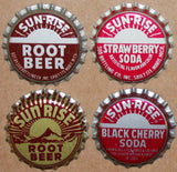 Vintage soda pop bottle caps SUN RISE Collection of 8 different new old stock