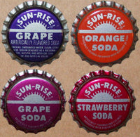 Vintage soda pop bottle caps SUN RISE Collection of 8 different new old stock