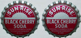 Soda pop bottle caps Lot of 12 SUN RISE BLACK CHERRY plastic lined new old stock