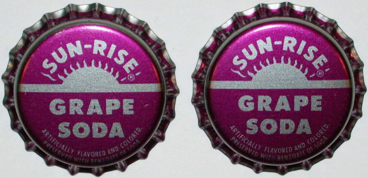 Soda pop bottle caps Lot of 12 SUN RISE GRAPE #1 plastic unused new ol ...