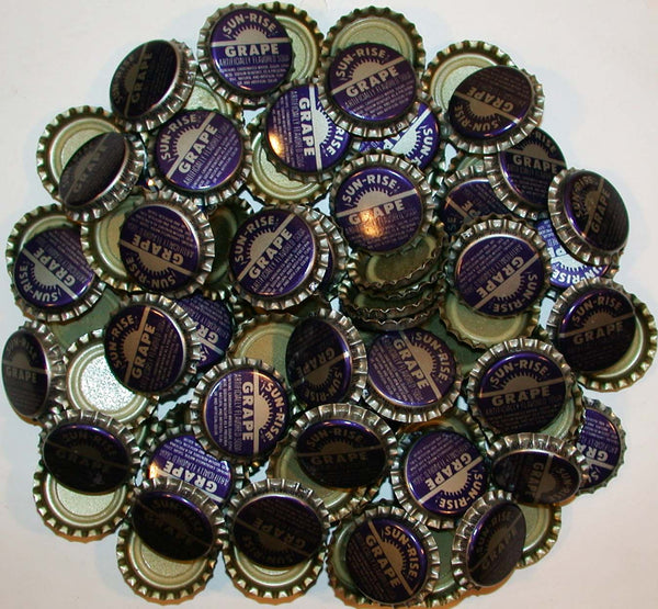 Soda pop bottle caps Lot of 100 SUN RISE GRAPE #2 plastic unused new old stock