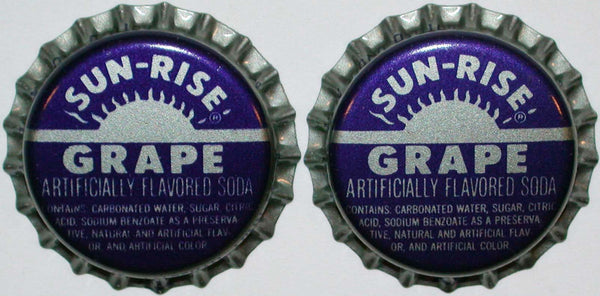 Soda pop bottle caps SUN RISE GRAPE #2 Lot of 2 plastic unused new old stock