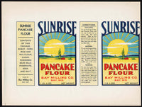 Vintage label SUNRISE PANCAKE FLOUR Bay Milling Missouri new old stock n-mint