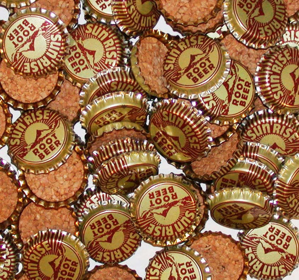 Soda pop bottle caps Lot of 12 SUN RISE ROOT BEER #2 cork lined new old stock