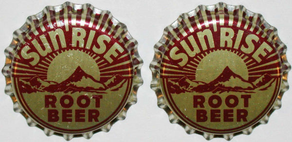 Soda pop bottle caps SUN RISE ROOT BEER #2 Lot of 2 cork lined new old stock