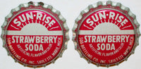 Soda pop bottle caps SUN RISE STRAWBERRY Lot of 2 cork lined new old stock
