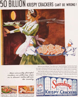 Vintage magazine ad SUNSHINE KRISPY CRACKERS from 1935 woman baker 50 Billion