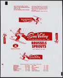 Vintage wrapper SUN VALLEY BRUSSELS SPROUTS skier pictured Seattle Washington n-mint