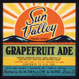 Vintage soda pop bottle label SUN VALLEY GRAPEFRUIT Swallows Lima Ohio n-mint+