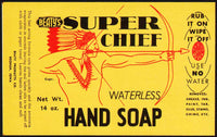 Vintage label BEATYS SUPER CHIEF SOAP indian pictured Keokuk Iowa unused n-mint+