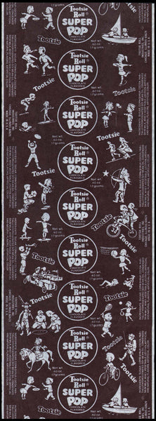 Vintage wrapper TOOTSIE ROLL SUPER POP kids playing sports new old stock n-mint