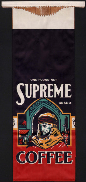 Vintage bag SUPREME COFFEE Arab pictured B E Bridges Goodland Kansas n-mint