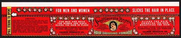 Vintage label SWEET GEORGIA BROWN Hair Dressing Pomade woman pictured Valmor Chicago