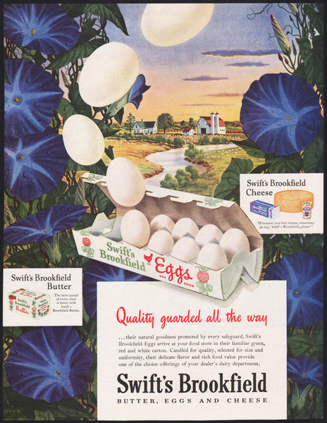 Vintage magazine ad SWIFTS BROOKFIELD Butter Eggs Cheese from 1946 farm pictured