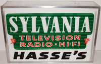 Vintage lighted sign SYLVANIA Television Radio Hi Fi Hasses large unused n-mint