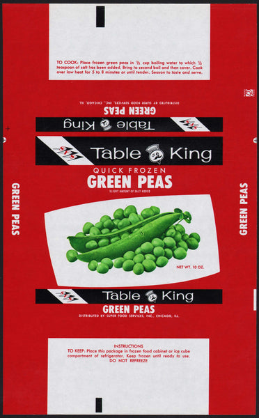 Vintage wrapper TABLE KING GREEN PEAS Chicago Illinois unused new old stock n-mint