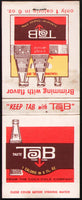 Vintage full matchbook TASTE TAB Coca Cola company picturing a 6 pack of bottles