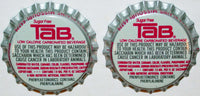 Soda pop bottle caps TAB by Coca Cola Lot of 2 West Plains MO plastic lined