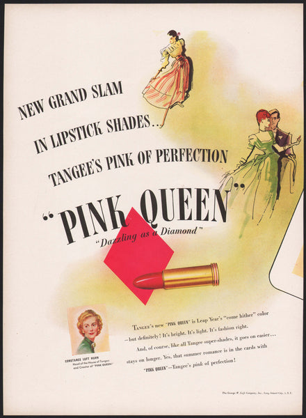 Vintage magazine ad TANGEE PINK QUEEN lipstick 1948 with Joan Blondell 2 page