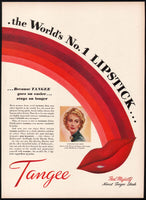 Vintage magazine ad TANGEE LIPSTICK RED MAJESTY 1947 Marsha Hunt pictured 2 page