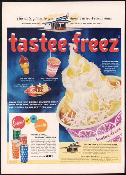 Vintage magazine ad TASTEE FREEZ 1956 ice cream treats and drive in pictured