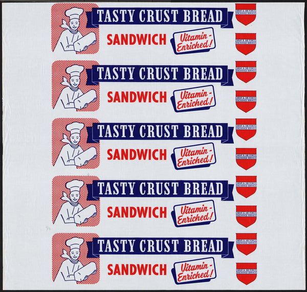 Vintage bread wrapper TASTY CRUST Army Air Force Exchange unused new old stock