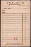 Vintage receipt TAYLORS PAINT and WALLPAPER CO Pittsburgh Kansas unused n-mint+
