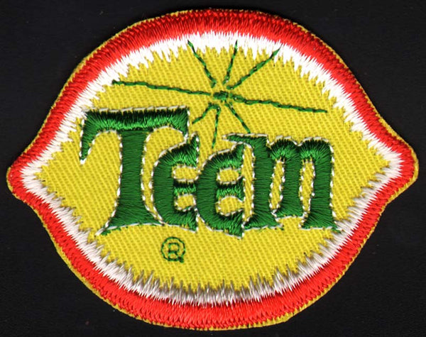 Vintage uniform patch TEEM soda pop small size die cut lemon PEPSI COLA n-mint+
