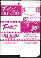 Vintage box TEGELERS DAIRY Half and Half milk carton Dyersville Iowa unused n-mint