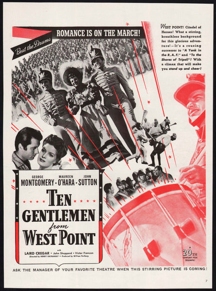 Vintage magazine ad TEN GENTLEMEN FROM WEST POINT movie 1942 George Montgomery