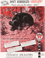 Vintage magazine ad TEXACO MOTOR OIL gas 1939 picturing napping bear Texaco sign