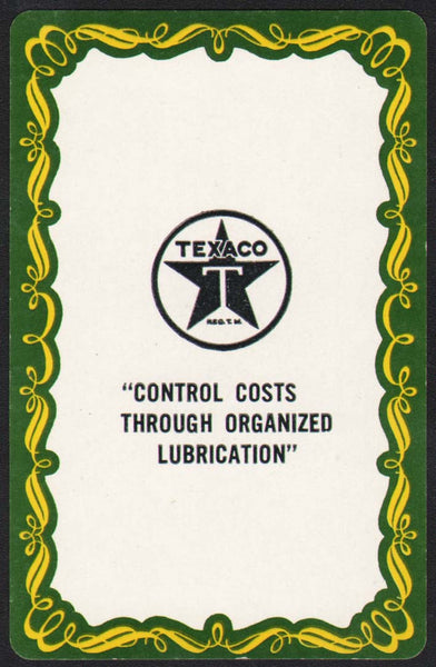 Vintage playing card TEXACO gas oil Control Costs Through Organized Lubrication