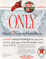 Vintage magazine ad TEXACO SKY CHIEF GASOLINE 1953 firemans helmet pictured