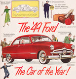 Vintage magazine ad THE '49 FORD from 1948 The Car of The Year red 2 door car