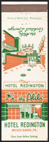 Vintage matchbook cover THE ALIBI Cocktail Lounge Hotel Redington Wilkes Barre