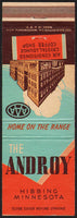 Vintage matchbook cover THE ANDROY picturing the old hotel Hibbing Minnesota